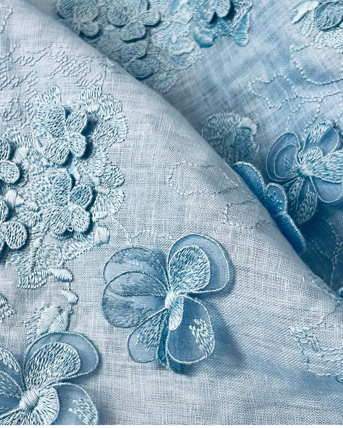 Italian Linen Embroidery $590p/metre – Alla Moda Fabric